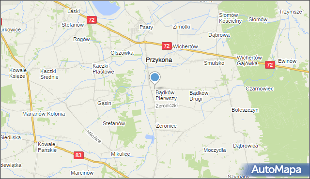 mapa Bądków Pierwszy, Bądków Pierwszy na mapie Targeo